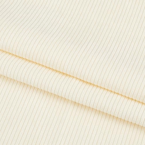 BENECREAT Tissu Velours Côtelé Blanc Floral, 100x155cm Bricolage Couture Artisanat Matériaux Velours Côtelé Tissu D'Ameublement pour Coudre Manteau Chemise Robe Pantalon Costume Canapé Bricolage
