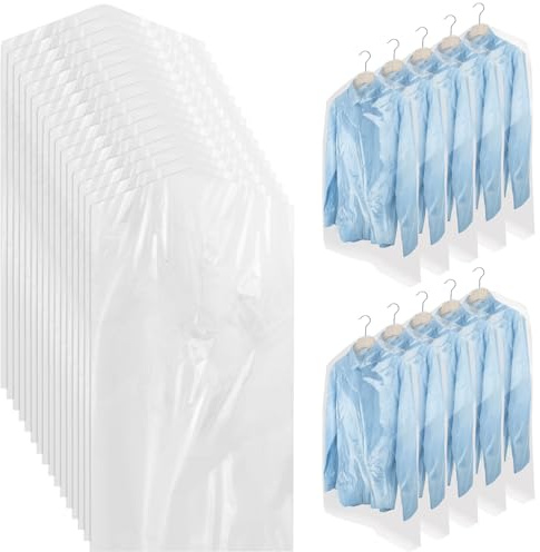100 Pack Plastic Clothing Bags, Dustproof Clothing Protective Cover