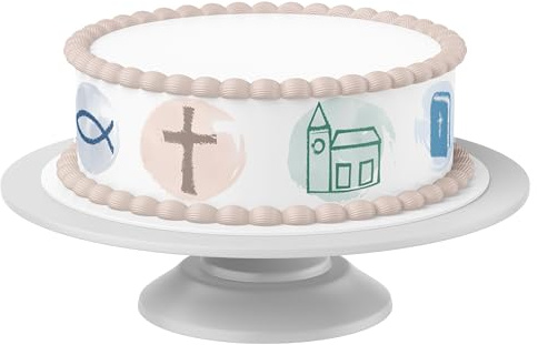 Tortenband Kommunion/Konfirmation 6 essbar - 4 Stück á 24cm x 5cm passend für Torten bis 30 cm zum mitessen - kreative Dekoration für Torten