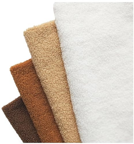 Tejido de Piel de Oveja Sintética Suave y Rizada Tela de Piel Sintética Tela de Forro Polar Sherpa para Manualidades DIY Costura Almohadas Cojines Asiento Decoración Hogar, 50x160cm(Color:Camel-color)