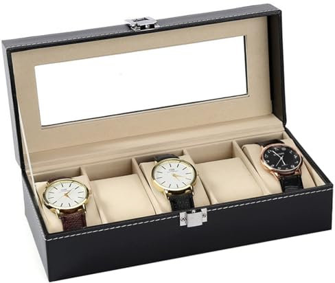 VHVYWY Uhrenkoffer Uhrenrolle Uhrenbox Uhrenschatulle PU-Leder-Samt-Innenraum Multifunktionale Uhrenbox für Damen Und Herren, Geschenk für geliebte Menschen 5 - Grids