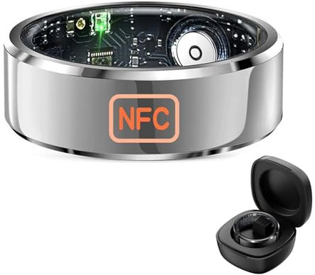 KSGSFSA Smart Ring Health Tracker Sonno Cardiofrequenzimetro Ossigeno nel Sangue Pressione Sanguigna Anello Contapassi Ip68 Impermeabile Compatibile con Android e iOS(Silver,11#)