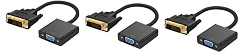 Artibetter 3pièces Adaptateur Dvi vers Vga Câble Convertisseur Vga Femelle Compatible avec Pc Moniteurs Et TV Noir