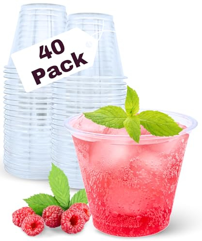 Aatriet Bicchieri in plastica trasparente da 255 ml, confezione da 40 bicchieri da vino classici trasparenti usa e getta, per matrimoni e feste, eleganti bicchieri da cocktail, bicchieri in plastica