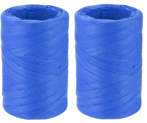 sourcing map 2 Rolls Raffia Paper Ribbon Bulk,1/4 Inch Wide 110 Yards Sapphire Blue Twine String Paper Yarn for DIY Craft Weaving, Decoration, Gift Wrapping