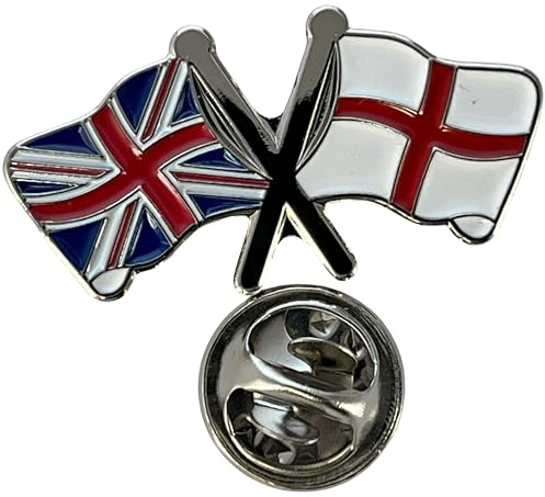 NWFlags Union Jack & England Pin Badge | Friendship Flag | Small Lapel Badge | Metal and Enamel Lapel pin badge accesory ideal for business meetings | With butterfly Clasp | Size : 30mm x 18mm