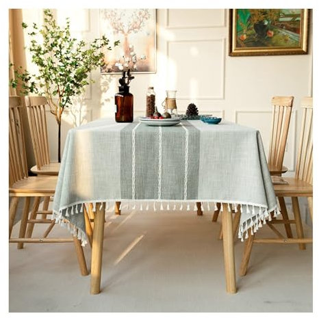 Abwaschbare Tischdecke Grau, Polyester Tischdecke Abwaschbar Streifen Tischdecke Rechteck 90x140CM