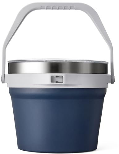 COKTIK Seau à glace isotherme de 7 L avec couvercle, grande capacité en acier inoxydable pour cocktail, champagne, vin, bière, grandes fêtes (bleu marine)