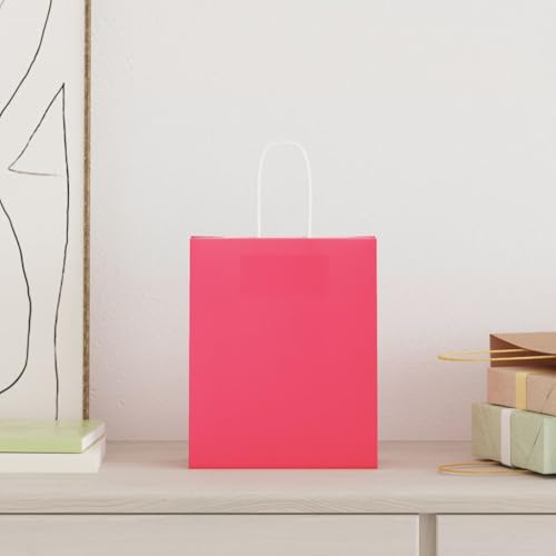 vidaXL Papiertragetaschen 50 Stk., Papiertüten mit Henkeln, Papiertüten, Geschenktüten für Einkaufen Hochzeiten Verpackungen Partys Geburtstag Weihnachten, Rosa 18x8x22cm