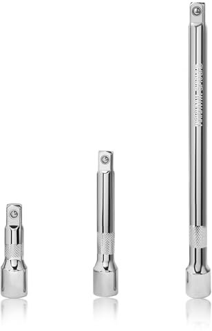 CLKE 3PCS Extension Bar Set 1/2 Inch, Socket Extensions Wrench, Chrome Vanadium Steel Wrench Extender for Socket Ratchet 75mm 125mm 250mm