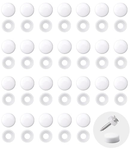 INCREWAY 500pcs Screw Covers M4 Plastic Screw Cap Plastic Screw Hole Cover Plastic Dome Screw Cap (White)