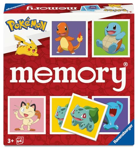 Ravensburger 24853 memory® Pokémon - Det världsberömda minnesspelet med 32 par kort, för 2-8 Pokémon-fans från 3 år och uppåt