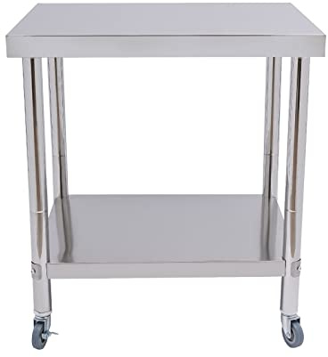 CHERIKIU Arbeitstisch mit Nachlauf Gewerbliche, 76x60x85cm Edelstahl Catering Arbeitstisch Zubereitungstisch, 300kg Belastbarkeit Gewerbliche Lebensmittel Werkbank für Küchen Hotels Bäckereien