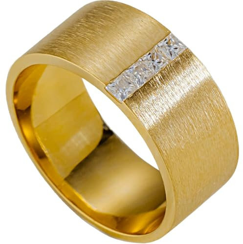 Tolldek Diamantring Gold 18K 750, Moissanit Breite Band Trauringe, Freundschaftsringe Gelbgold Au750 Echt Schmuck, 65 (20.7)