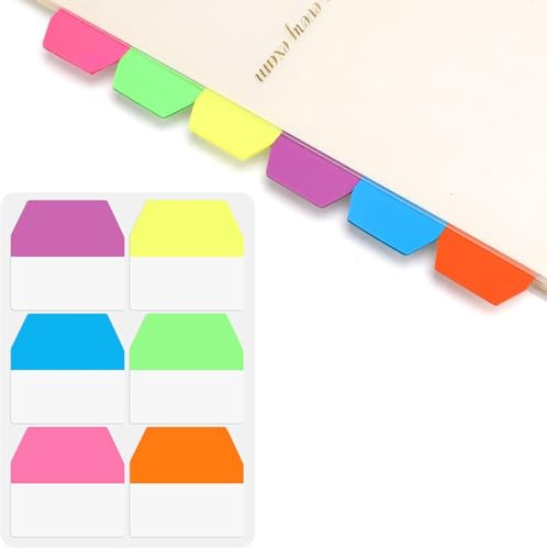 360 PCS Writable Repositionable Sticky Tabs - Page Markers Tabs, and Index Tabs - Bookmark Labels for Office, School Reading Notes, and Books - 6 Colors