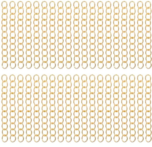 100Pcs Extension Chains for Jewelry, Necklace Extenders Gold Gold Chain Extender Removable Extension Tails Bracelets Chain Extenders for Jewelry Making, Necklaces, Bracelets, Anklets, Key Chains