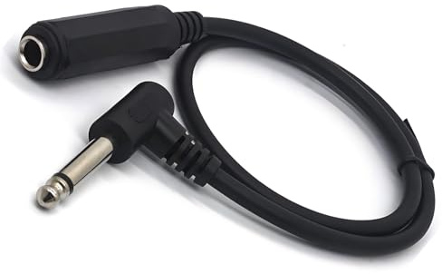 MejaRizon Rechtwinklige 6,35 Stecker auf Buchse, Mono, 6,35 TS-Stecker auf 6,35 TRS-Buchse, 1/4 Stereo TRS Kopfhörer-Verlängerungskabel für Verstärker, Gitarren, Klaviere, Heimkino-Ausrüstung usw 0.5m