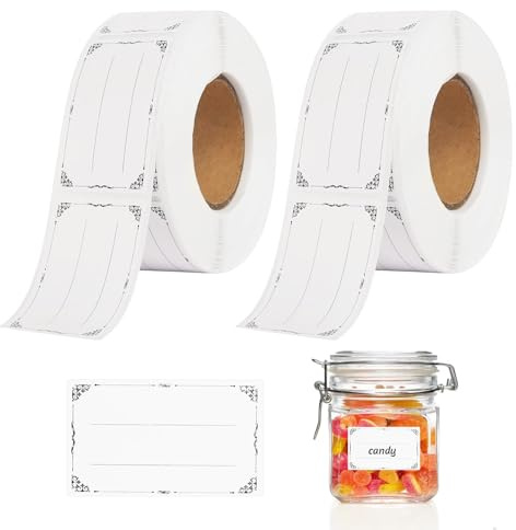 1200 Stück Etiketten Selbstklebend, 30x50mm Etiketten zum Beschriften, Klebeetiketten Marmeladen Beschriftungsetiketten für Gläser Marmelade Flaschen Geschenktüten Tüten Aufkleber