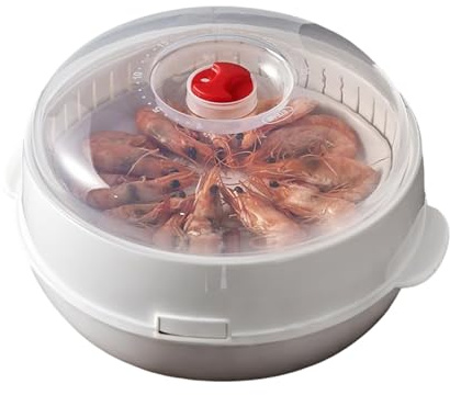 lisutupode Cestello Vaporiera Per Microonde 24.5x24.5x12.5 Cm Vaporiera Microonde Con Coperchio E Vassoio Interno Antiaderente Strumento Pratico Per Preparare Risotto, Scaldare