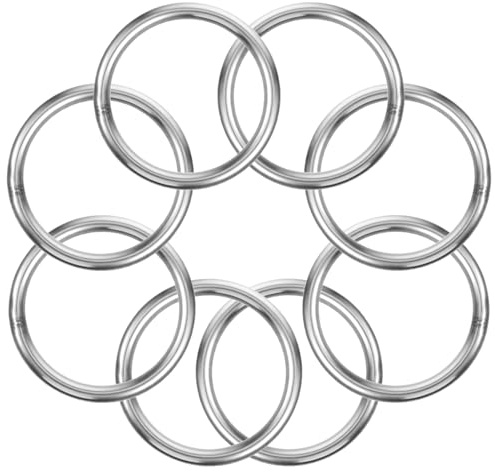 Sibba 8 x O-ringar rostfritt stål 50 mm rund metallring 5 mm tjock ring nyckelring karbinhake silver metallringar spänne spännband för campingbälte väskor hårdvara drömfångare ring hundkoppel