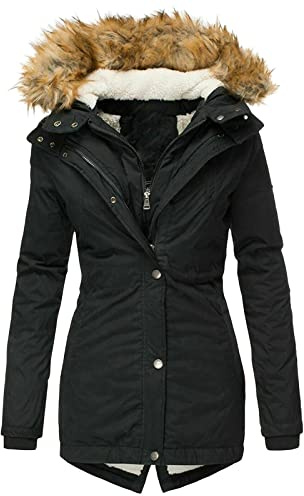 Ansenesna Winterjacke Damen Warm Gefüttert Fellkapuze Parka Winter Fell Wintermantel Elegant Mit Kapuze Jacke Teddyfleece Mantel Winterparka Frauen Innenfell Damenjacken Thermo Damen-Jacken