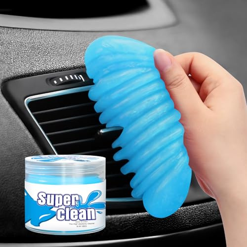 TeSabMi Car Cleaning Gel Reusable Car Interior Cleaner for Air Vents, Dashboard & Console, Dust Cleaning Gel for Cars and Keyboards (Light Blue)