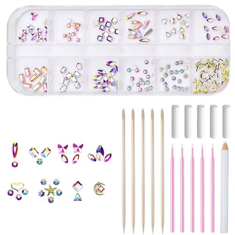 Alyxen Set di Gioielli Dentali, Dente Gemma Kit Brillantini per Denti Fai da Te, Kit Brillantino Dente per Decorare Denti e Unghie, Tooth Gem per Feste di Trucco Celebrazioni Giochi di Ruolo