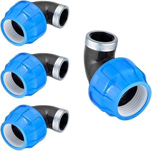 RP RIEGOPRO – Codo PE Rosca Hembra Reforzado | Fitting para Sistemas de Agua y Riego Exterior | Conector para Riego Automático y Tuberías de Agua (4 Unidades, 32mm - 1)