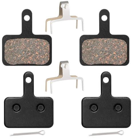 AEUXZA Fahrrad Scheibenbremsbeläge 2er Set, Resin & Semi-Metall Bremsklötze, passend für Shimano B01S/B03S/B05S & MT200/MT400/MT500