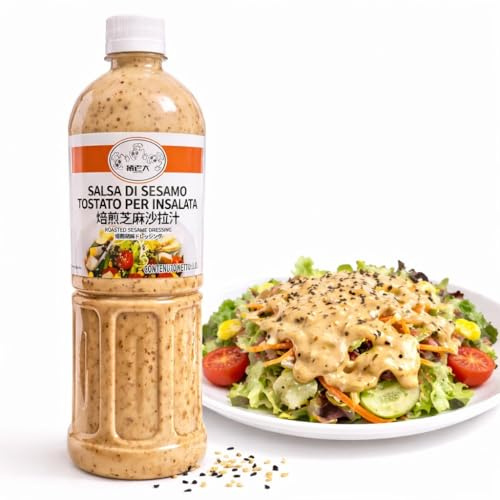 Salsa di Sesamo Tostato per Insalate 1,1 L – Condimento Asiatico Cremoso per Insalate, Sushi, Wok e Marinature – Dressing al Sesamo Ricco e Intenso Stile Giapponese