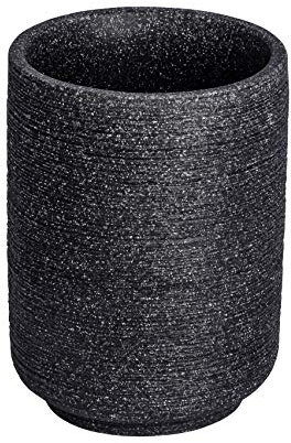 WENKO Zahnputzbecher Goa Neo Anthrazit - Zahnbürstenhalter für Zahnbürste und Zahnpasta, Polyresin, 7 x 10 x 7 cm, Anthrazit, 10 x 7 x 7 cm