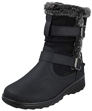 Cushion Walk Fur Lined Soft Lightweight Flexible Zip Buckle Ladies Boots UK 3-8