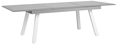 Beliani Moderner Gartentisch aus Aluminium mit ausziehbarer Tischplatte grau/weiß Pereta