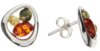 Bernstein Ohrringe von Artisana-Schmuck in multicolor, Fassung 925/000 Sterling Silber rhodiniert