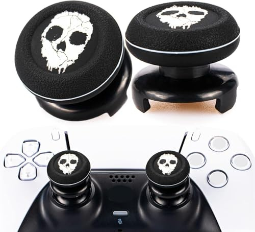 Playrealm FPS Thumbstick Extender & Printing Rubber Silicone Grip Cover 2 Sets for PS5 Dualsenese & PS4 Controller (Ghost)