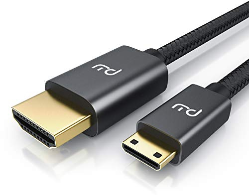 CSL - 4k Mini HDMI auf HDMI Kabel 3m – HDMI 2.0 a/b Typ C auf Typ A - Nylon Brading – 3840 x 2160@60 Hz – Knickschutz – HDR - ARC - 3-Fach geschirmt – vergoldete Stecker