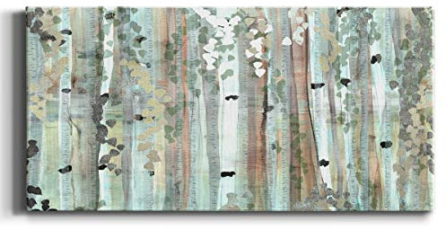 Renditions Gallery Floral Wall Art, Wall Décor Canvas, Classic, Geometric, Abstract, Cape Cod Style, & Country Chic, Ready to Hang - Spring Birch Meadow 20X40