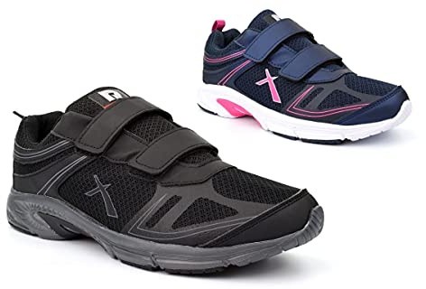 Mens/Womens/Ladies Trainers Lightweight Trainers Memory Foam Trainers Touch Fastening Trainers Shoes Black/Navy