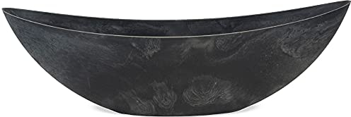 Vaso ovale XXL per esterni – 1 pezzo gigante vaso decorativo effetto pietra nera come vaso da fiori – 66 cm ciotola per giardino balcone o cimitero come gioiello per tomba