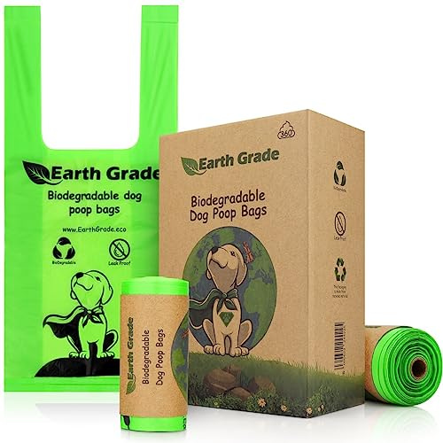 Hundekotbeutel in Erdqualität mit Bindegriffen auf Rolle, extra dick, robust, bio-auslaufsicher, für Hundekotbeutel (360 Bags)