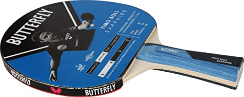 Butterfly Timo Boll Sapphire Tischtennisschläger | ITTF zertifizierter Addoy Belag für Wettkampf mit 1,7mm Schwamm | für ambitionierte Hobbyspieler, schwarz/blau