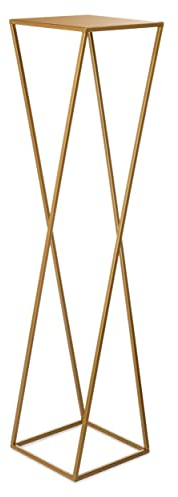 HowHomely Blumenständer Metall Golden 100 cm Hoch - Solider und Robuster Blumenhocker Metall - Pflanzenständer im Loft Stil für die Dekoration in Wohnzimmer