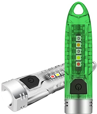 BORUIT V1 Small Torches LED Super Bright 400LM with UV | Red Blue Yellow Side Light - Mini Rechargeable Powerful Keyring Flashlight, 12 Modes USB-C IPX6 Waterproof Pocket Torch