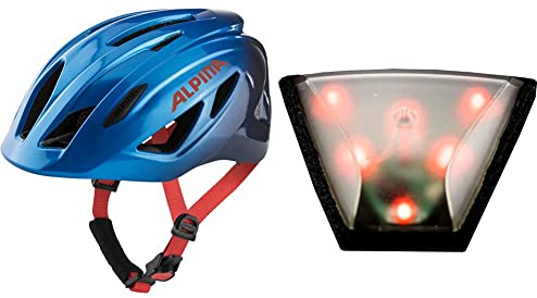 ALPINA PICO - Leichter, Optimal Klimatisierter & Bruchfester Fahrradhelm Mit Fliegennetz Für Kinder, 50-55 cm & Plug-IN-Light - Einfach Bedienbares LED Fahrradhelmlicht, transparent