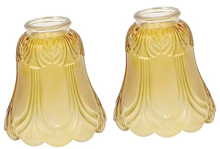 Angoily 2pcs Tea Color Clock-Shaped Glass Lampshade Chandelier Lamp Cover 4cm Fitting Diameter Decorative Light Accessory for Modern Home Lighting