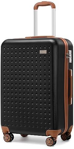KONO Hartschalenkoffer Reisekoffer Koffer Trolleys 100% ABS Handgepäck Koffer mit 8 Spinnerräder Rollkoffer 57 * 38 * 24cm TSA-Schloss Reisegepäck Schwarz