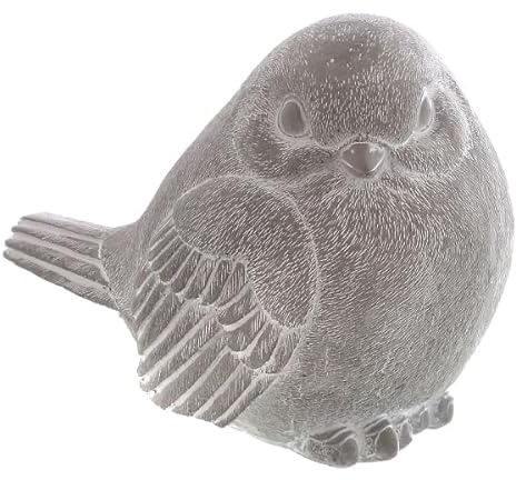 mucHome Dekofigur Vogel aus Beton Grau/Weiß Gewischt Höhe 11cm Tierfigur Skulptur Dekoaufsteller Tierskulptur