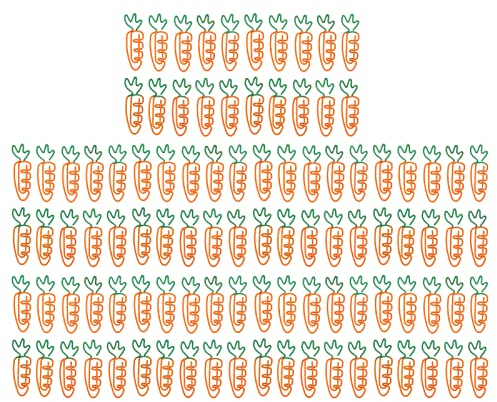 LEMCC 100 Stück Karotten-Büroklammern, Niedliche Gemüse-Büroklammern, Rostfreie, Galvanisierte Metall-Büroklammern, Kleine Büroklammern für Dokumentdateien, Briefe