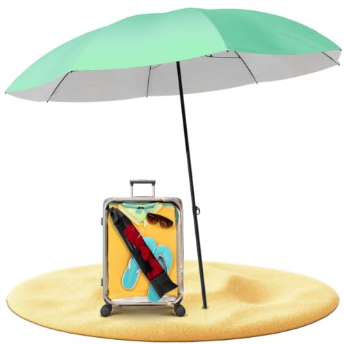 STYNGARD Reise Sonnenschirm mit UV Schutz 50+ [155 cm ⌀] - Strandschirm Sonnenschirm Strand mit Abspannleinen Modell NIZZA