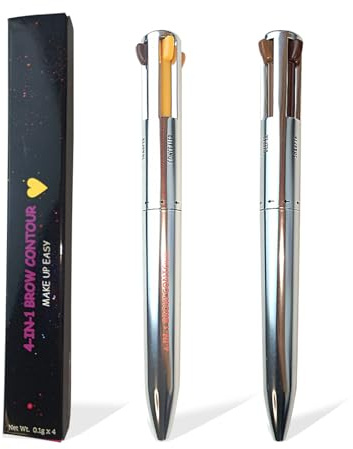 RoseFlower Pluma de maquillaje 4 en 1, lápiz de retoque de maquillaje, Delineador de ojos, Delineador de labios, Lápiz de cejas, fluorescente, textura cremosa y mezclable